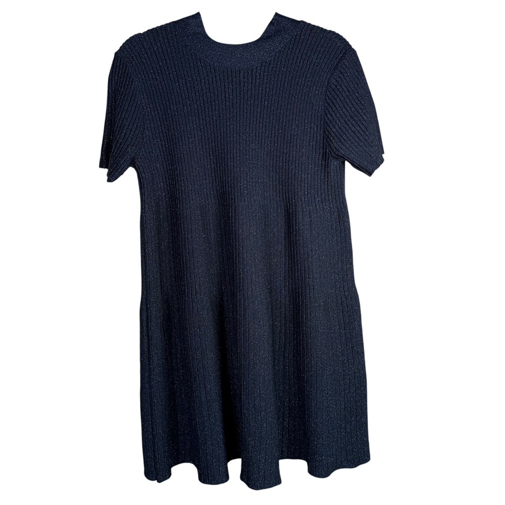 Sézane Eleanor Metallic Lurex Swing Dress Size Small Short Sleeve
